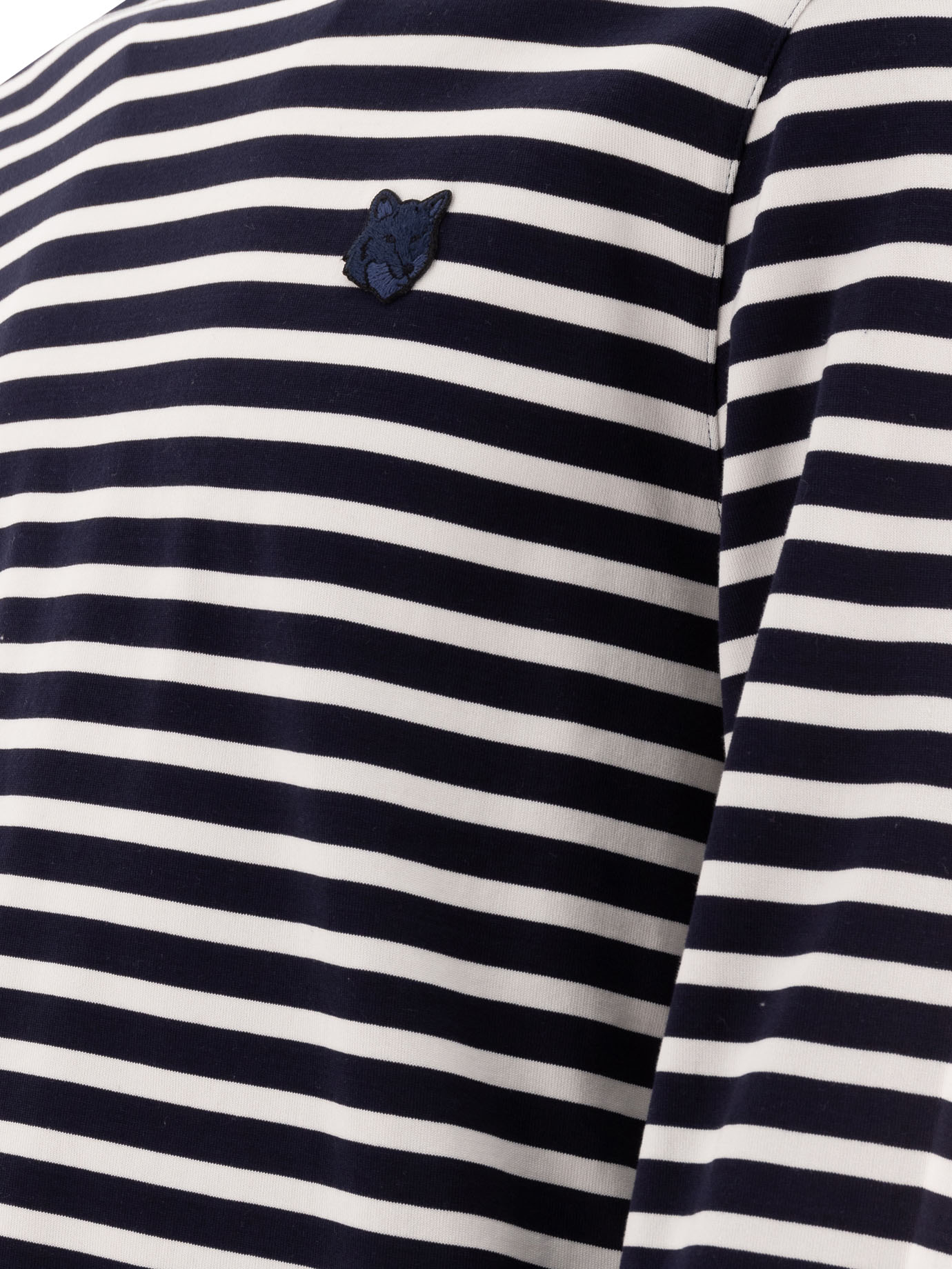 MAISON KITSUNÉ Blue Bold Fox Head striped t-shirt